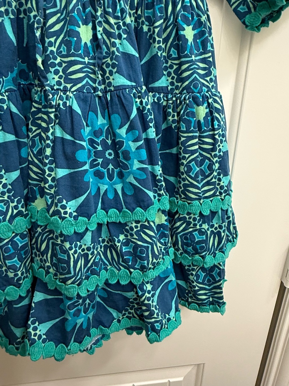 Briton Court Tiered blue green boho dress sz 7 - Picture 6 of 8